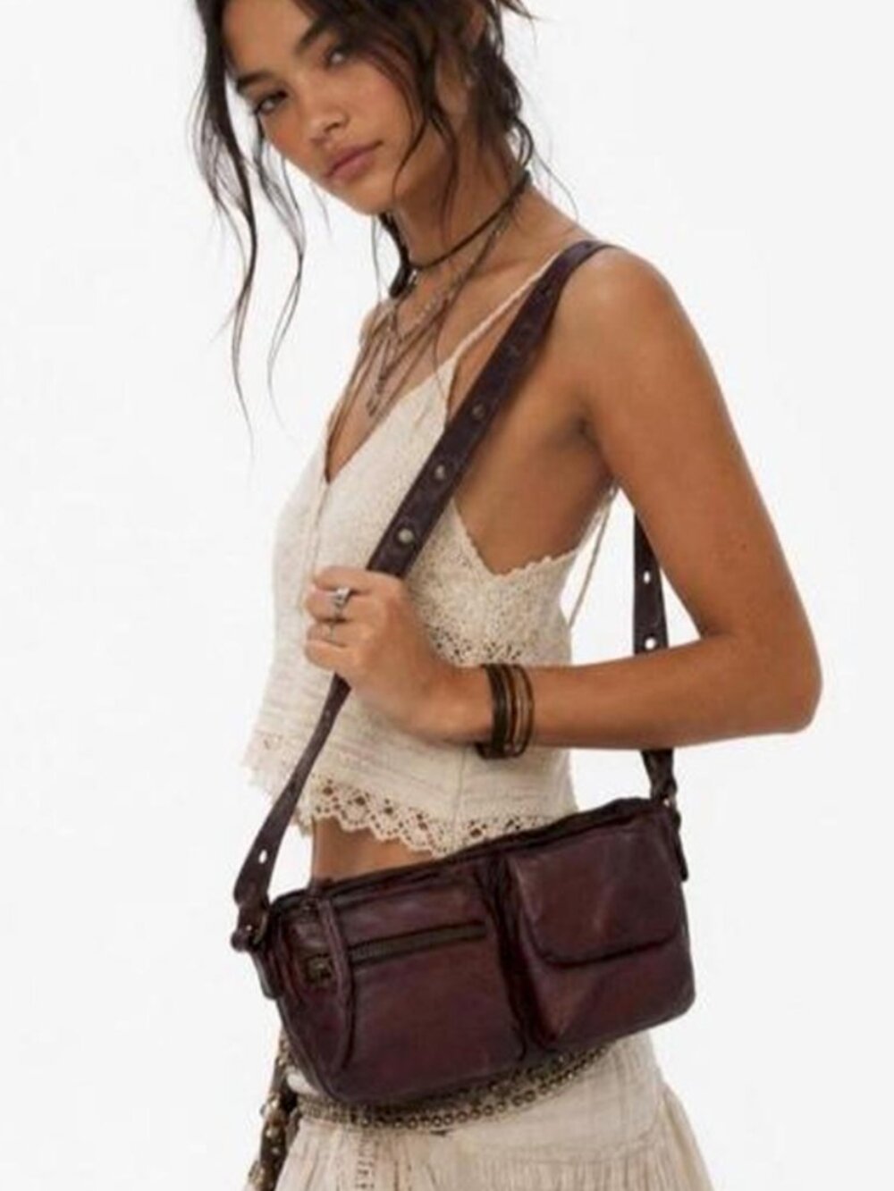 Free People Wade Leather Sling in Cognac - One Size